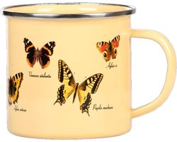 Esschert Design Mok Vlinders 500 Ml Rvs Crème