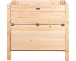 Esschert Design Plantenbak met opbergruimte Fancy Flames verhoogde tuinbak 65 Liter naturel/bruin 78,8 x 40,6 x 78 cm FSC hout