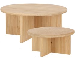 Esschert Design plantenpot verhogen tafeltjes set 2x stuks - van bamboe - D25 x H11/D18 x H8 cm