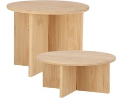 Esschert Design plantenpot verhogen tafeltjes set 2x stuks - van bamboe - D25 x H11/D25 x H19 cm