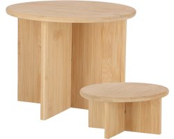 Esschert Design plantenpot verhogen tafeltjes set 2x stuks - van bamboe - D25 x H19/D18 x H8 cm