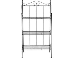 Esschert Design Plantenrek Levy - zwart - staal - 110 x 55 x 25 cm - etagere - inklapbaar