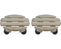 Esschert Design Plantentrolley - 2x - hout - 23 cm - tot 100 kg - trolley voor kamerplanten