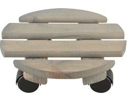 Esschert Design Plantentrolley - hout - 23 cm - tot 100 kg - trolley voor kamerplanten