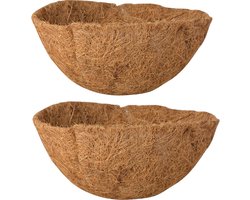 Esschert Design Voorgevormde inlegvel kokos - 2x stuks - voor hanging basket - D25 cm - kokosinleggers / plantenbak van kokos