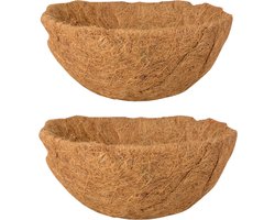 Esschert Design Voorgevormde inlegvel kokos voor hanging basket - 2x stuks - D30 cm - kokosinleggers / plantenbak van kokos