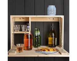 Esschert Design Wandbar met neerklapbaar schap M naturel