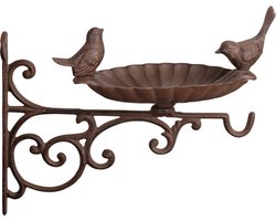 Esschert Design - Wandvoederschaal Incl. Voederhaak - Bruin - 29 x 20 x 25,5 cm