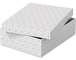 Esselte Home Duurzame Middelgrote Opberg- en Geschenkdoos met Deksel - Set van 3 Stuks - Geschenkverpakking - 100% Gerecycled Karton en 100% Recyclebaar - Wit