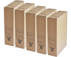 Esselte kantoor archiefdoos - 5x - karton - bruin - 23 x 32 cm - A4 formaat - kantoor artikelen