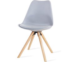 Essence Legno Eetkamerstoel Lichtgrijs - Kunststof - PU Zitting - Houten poten - Comfortabel - Kuipstoel