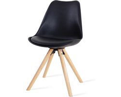 Essence Legno Eetkamerstoel Zwart - Kunststof - PU Zitting - Houten poten - Comfortabel - Kuipstoel