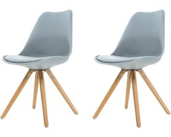 Essence Legno stoel lichtgrijs - Houten onderstel - Set van 2