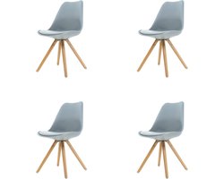 Essence Legno stoel lichtgrijs - Houten onderstel - Set van 4