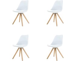Essence Legno stoel wit - Houten onderstel - Set van 4