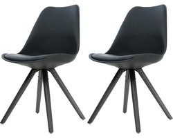 Essence Legno stoel zwart - Zwart onderstel - Set van 2