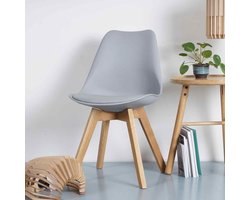 Essence Madera Eetkamerstoel lichtgrijs - houten onderstel