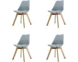 Essence Madera Eetkamerstoel lichtgrijs - Houten onderstel - Set van 4