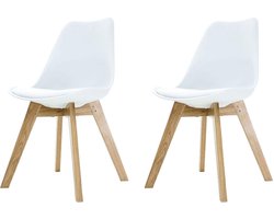 Essence Madera Eetkamerstoel wit - Houten onderstel - Set van 2