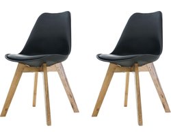 Essence Madera Eetkamerstoel zwart - Houten onderstel - Set van 2