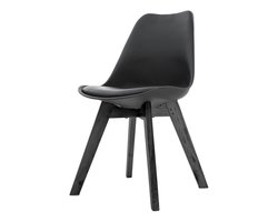 Essence Madera Eetkamerstoel Zwart - Kunststof - PU Zitting - Zwarte Houten Poten - Modern - Kuipstoel