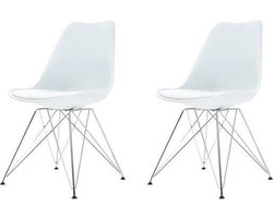 Essence Metal Stoel wit - Chroom onderstel - Set van 2