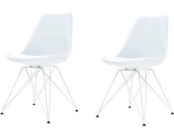 Essence Metal Stoel wit - Wit onderstel - Set van 2
