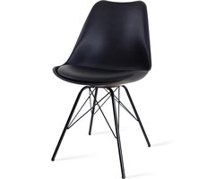 Essence Poluga Eetkamerstoel Zwart - Kunststof - PU Zitting - Zwarte Poten - Industrieel - Kuipstoel