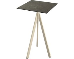 Essentials Infinity Tripod Statafel Zand Frame + Midnight Marble HPL 70x70 cm - 140061677 - Horeca & Professioneel