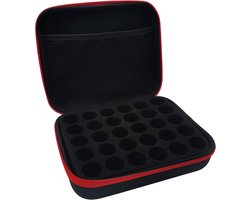 Essentiële olie opbergdoos - 30 roosters - Essentiële olie draagtas - Draagtas voor essentiële oliën - EVA opbergdoos - Opbergzak met schuimrubberen inzetstuk - Waterdichte harde schaal - Voor nagellak - Voor thuis, op reis en presentaties - Rood