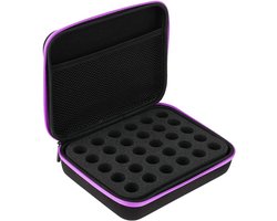 Essentiële olie opbergdoos - 30 roosters - Essentiële olie draagtas - Draagtas voor essentiële oliën - EVA opbergdoos - Opbergzak met schuimrubberen inzetstuk - Waterdichte harde schaal - Voor nagellak - Voor thuis, op reis en presentaties - Paars