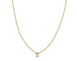 Essenza Round Light Green Charm Necklace Gold