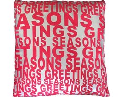 Essenza Seasons Greeting - Sierkussen - 43x43 cm - Silver/Red