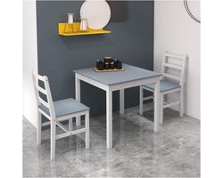 ESSGRUPPE 3-set, V, keukentafel ingesteld voor 2 personen, eetkamergroep, tafelgroep voor keuken, woonkamer, dennenhout, grijs+wit