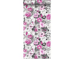 Esta Home Brooklyn Bridge Bloemen Roze/zwart