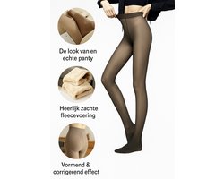 Estacks Fleece panty - fleece panty Beige - Panty L/XL - Thermo panty - gevoerde panty - warme panty