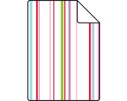 ESTAhome A4 proefstaal van behang strepen limegroen, roze en turquoise - 115726 - 21 x 26 cm