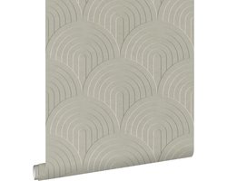 ESTAhome behang 3D-motief vergrijsd groen - 53 cm x 10.05 m - 131111