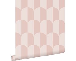 ESTAhome behang art deco bogen zacht roze en licht roze - 53 cm x 10.05 m - 139986
