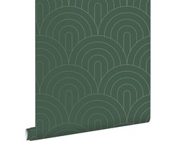 ESTAhome behang art deco motief smaragd groen - 53 cm x 10.05 m - 139744