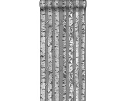 ESTAhome behang berken boomstammen taupe grijs en licht warm grijs - 53 cm x 10.05 m - 138892