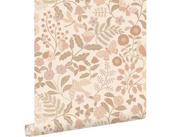 ESTAhome behang bloemen en vogels beige en zacht roze - 53 cm x 10.05 m - 139868