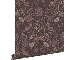 ESTAhome behang bloemen en vogels mauve paars - 53 cm x 10.05 m - 131208