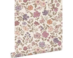 ESTAhome behang bloemetjes paars, roze en wit - 53 cm x 10.05 m - 131323