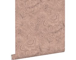 ESTAhome behang bloemmotief terracotta roze - 53 cm x 10.05 m - 139794
