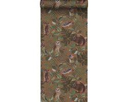 ESTAhome behang bosdieren oranje bruin en groen - 53 cm x 10.05 m - 139251