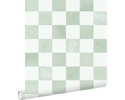 ESTAhome behang geblokt motief groen - 53 cm x 10.05 m - 131290