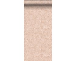 ESTAhome behang ginkgo bladeren terracotta roze - 53 cm x 10.05 m - 139489