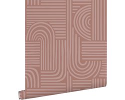 ESTAhome behang grafisch 3D motief oudroze - 50 x 900 cm - 131489