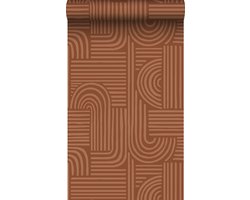ESTAhome behang grafisch 3D motief terracotta - 53 cm x 10.05 m - 139938